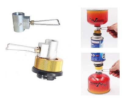 Outdoor gas tank inflatable connector flat tank to filling valve converter camping stove head