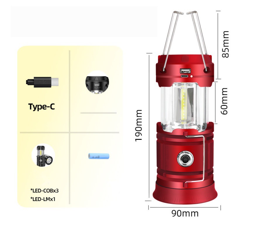 Outdoor LED camping lights USB rechargeable multifunctional tent camping lights portable horse lights emergency lighting type c 5803