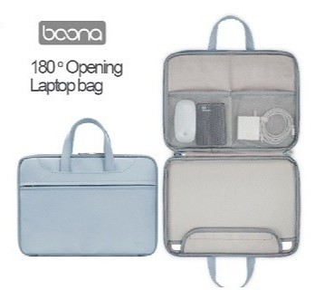 Leather PU laptop bag slim waterproof fashion for man woman full opening and closing Q006