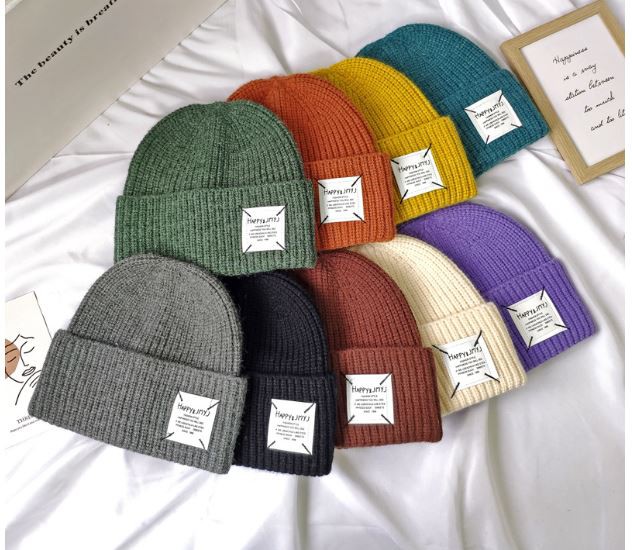 Letter patch autumn and winter woolen hat female fashion street melon skin hat H428