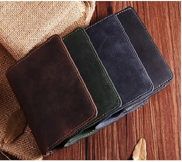 Genuine leather wallet top layer cowhide crazy horse leather 2033