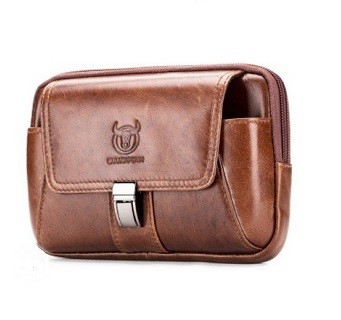 Bullcaptain genuine leather mobile phone waist bag 043