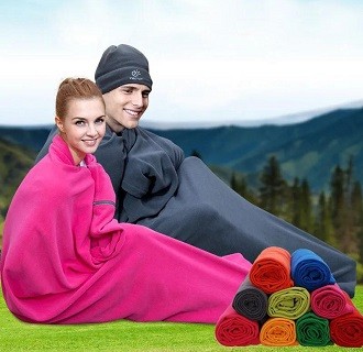 Thick fleece sleeping bag office lunch break polar fleece quilt outdoor indoor camping envelope blanket three seasons liner ca587
